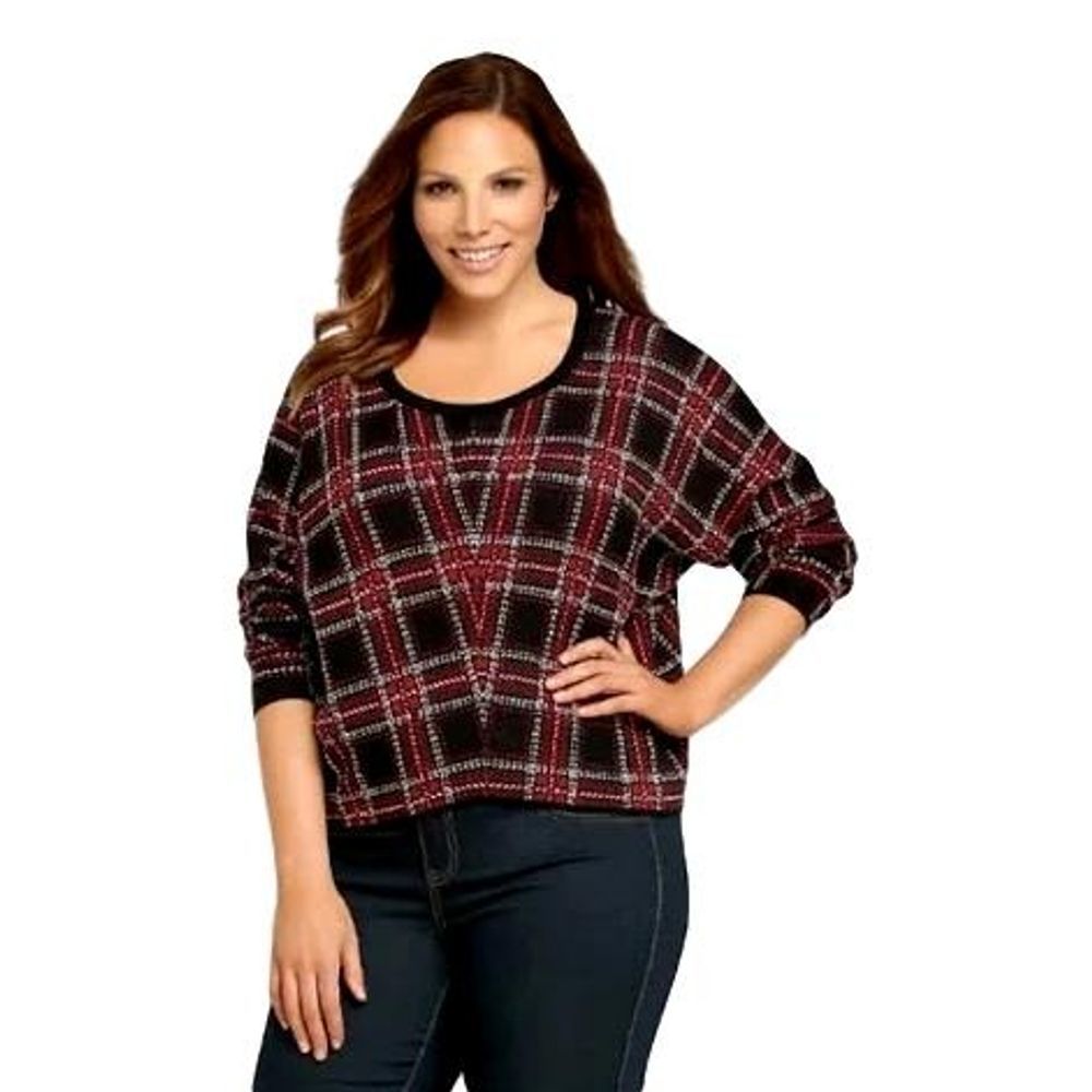 Torrid Cropped Plaid Sweater 0